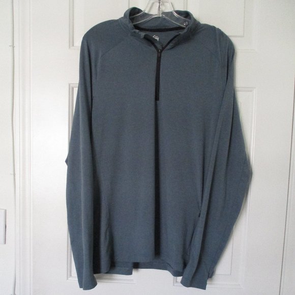 REI Womens L/S Gray-Green Stretch 1/4 Zip Lightweight Active Runner Top - Large - Picture 1 of 3